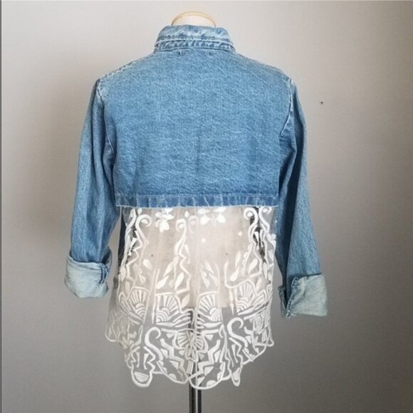 Sea New York denim lace back shirt jacket - Picture 2 of 7